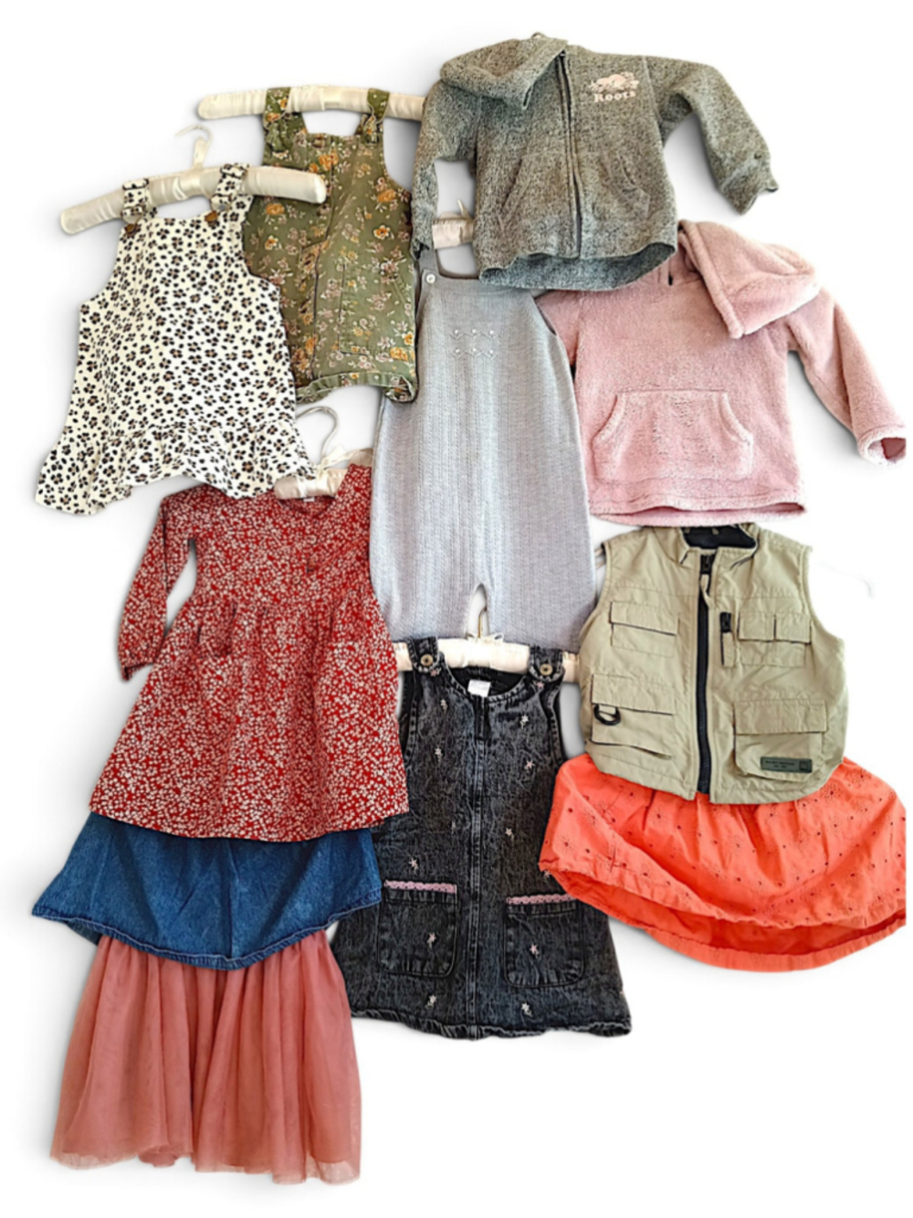 3T Girl's Fall Clothing Bundle Rompers Sweatshirts Skirts Cozy Toddler Gray Tan